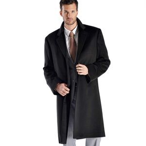 Black Wool/Cashmere Lined Men’s Knee Length Topcoat